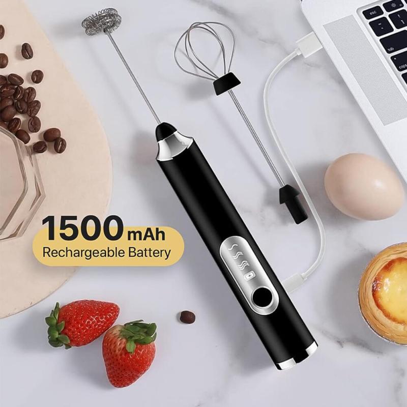 ⭐[Delivery In 2-3 Days]⭐Rechargeable Electric Milk Coffee Frother Whisk Egg Beater Handheld Frappe Mixer 5