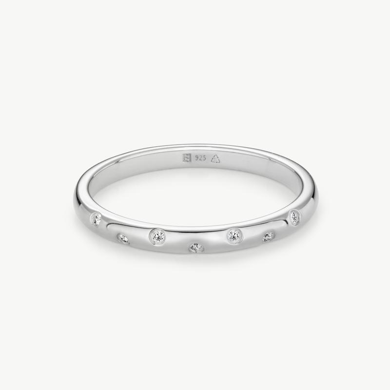 Lab Grown Diamond Sparkle Ring - 7 Brilliant Cut Diamonds D/E/F VVS/VS - Gold Vermeil or Sterling Silver 4