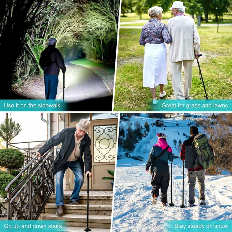 Retractable Adjustable Walking Cane Stick Lightweight Folding Hiking Travel Cane 2