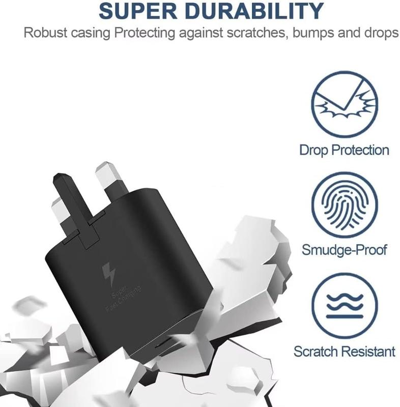USB-C Fast Adapter Charger Plug, Type-C Fast Charging Cable, USB Mains Wall Charger with Type C Cable for Galaxy S24/S23/S22/S21/S20/A55/A54/A53/S22/S22/S21/S23Ultra, S22 Ultra, S21 Ultra, A34/33/73/72/71/52 Secure And Reliable Mobile Cellphone smartphone 2