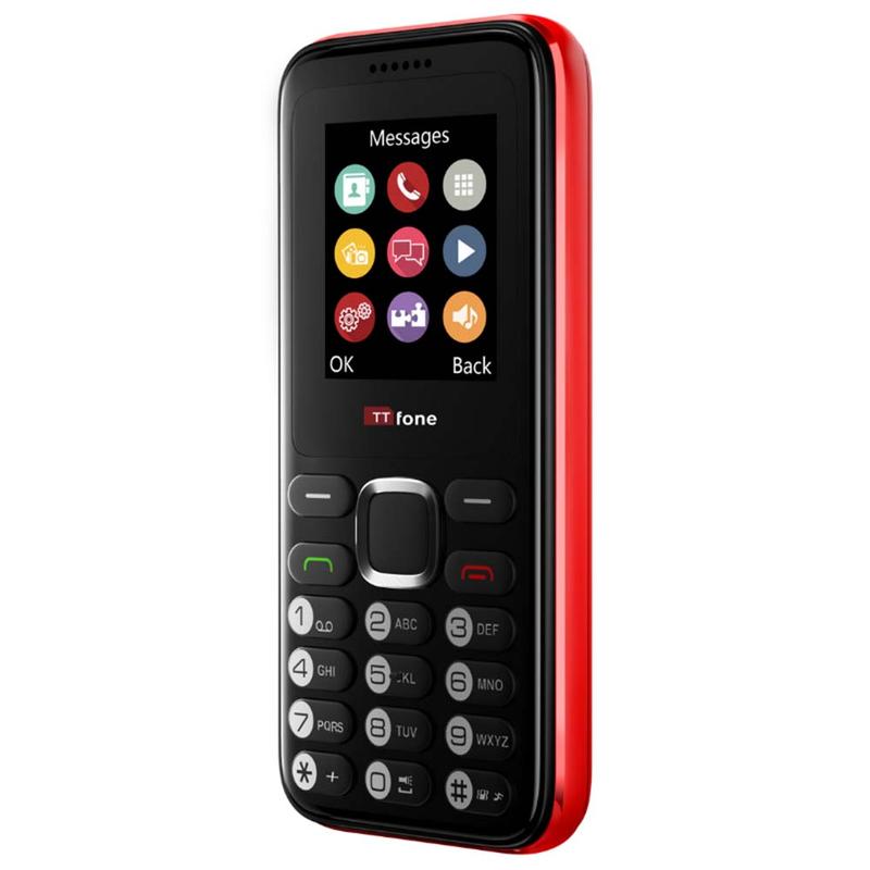TTfone TT150 Red Dual SIM Mobile with USB Cable, Vodafone Pay As You Go 5