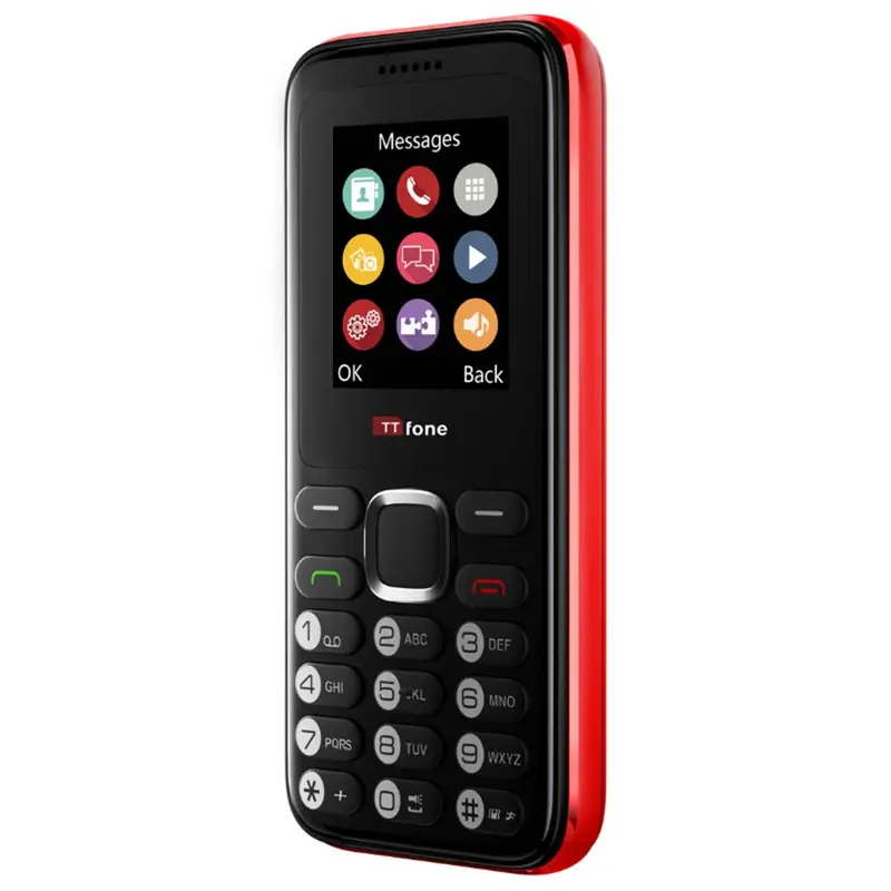 TTfone TT150 Red Dual SIM Mobile with USB Cable, Vodafone Pay As You Go 5