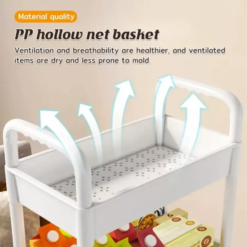 Multi-tier Trolley on Wheels Kitchen Storage Utility Cart with Shelves Rolling Organiser Rack 4