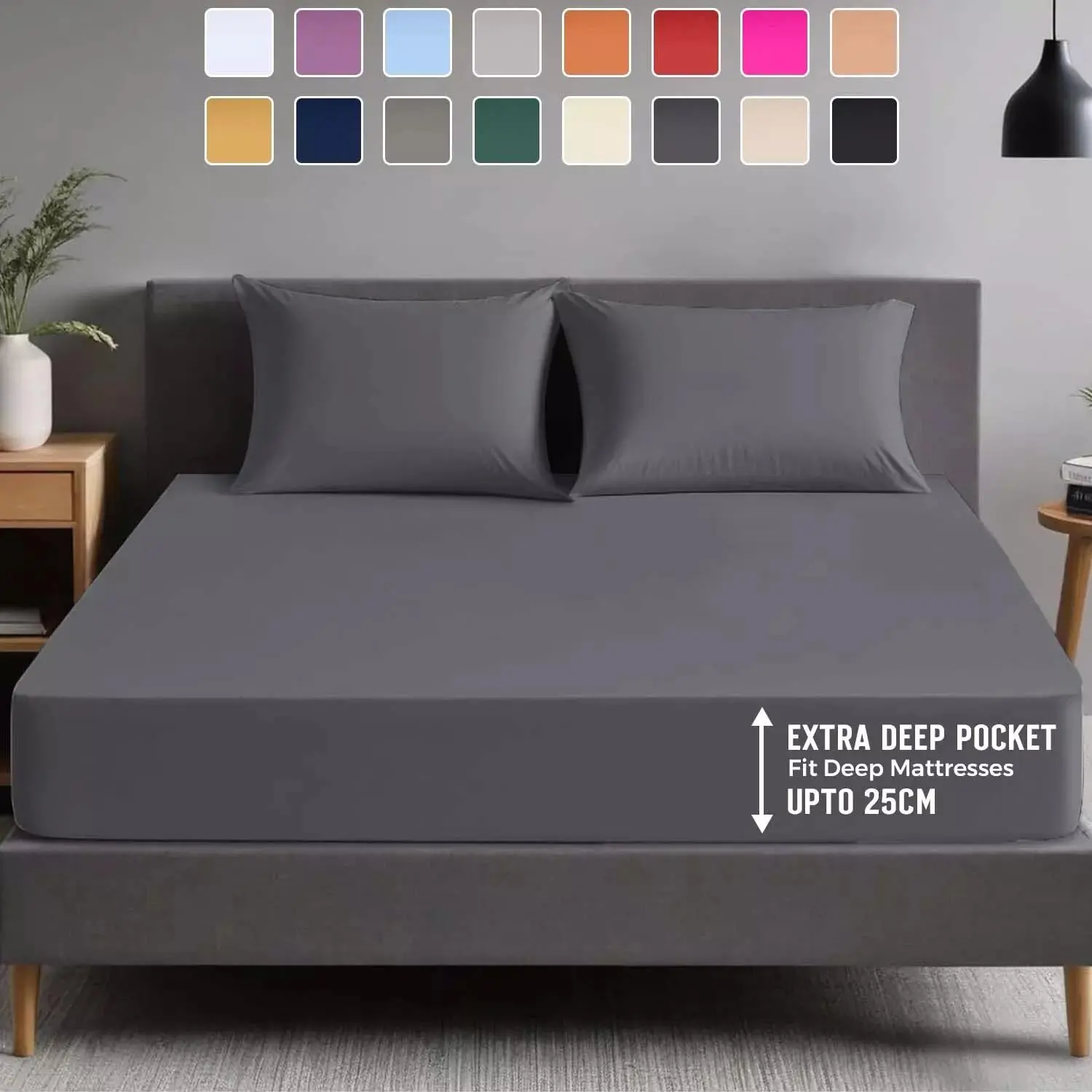 Ultra-Soft 25cm Deep Microfiber Fitted Sheet – Available in 16 Colors and 4 Sizes – Wrinkle-Resistant, Hypoallergenic, and Easy Care fitted Bed Sheet