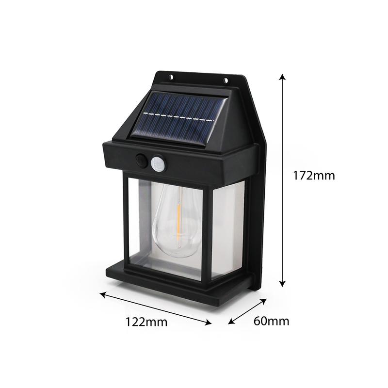 Solar Powered Filament PIR Security Light, IP44 Weatherproof Wall Sconce for Garden, Porch, 3 Lighting Modes Pathway, 3m Detection Distance, 3000K Warm White garden solar fence lights motionsensor lights 4