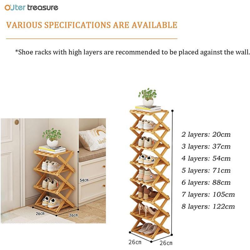 treasure Multi Tier Shoe Rack,Shoe Racks Storage,Narrow Shoe Rack,No Installation Foldable X Shape Shoe Racks,Multi layer Show Rack for Bathroom,Living Room Entryway (Brown-5 Tier) Cabinet Organiser Decorative Plants Boxes 5