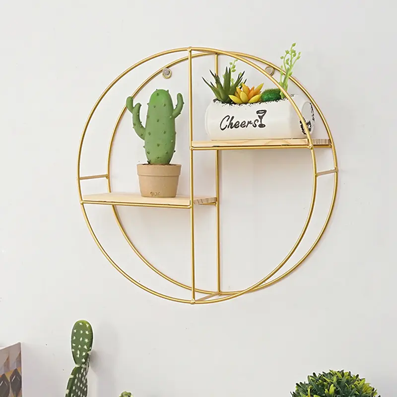 Livingandhome 3 Sizes Gold Wall Hanging Storage and Display Decorative Shelf - Space-Saving and Stylish Shelves 3