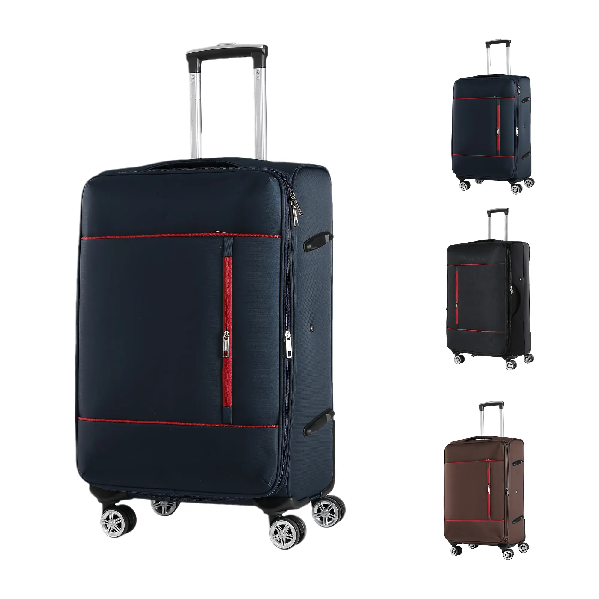 Lightweight Luggage Cabin 20'' Checked In Soft Trolley Suitcase Set 4 Spinner Wheels 4 Wheels 360 Rotation Waterproof