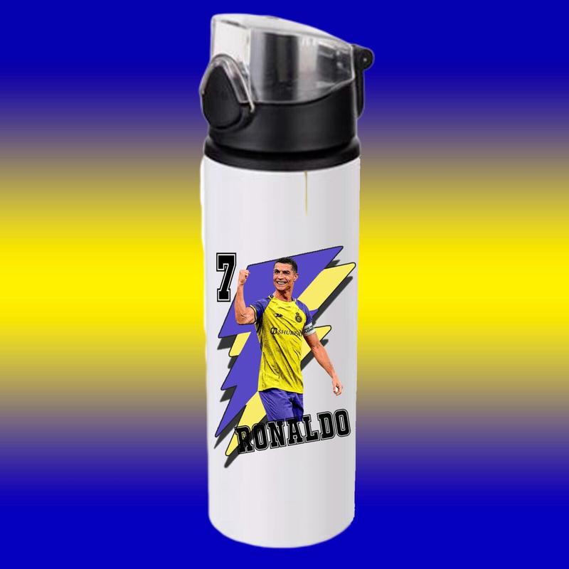 Personalised Cristiano Ronaldo water bottle, gym, school, football, sports, gift 1