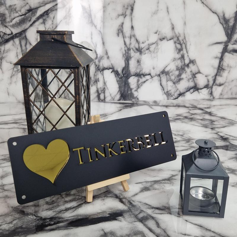 Gold Mirror and Black Horse Stable Name Sign Personalised just for you! 9