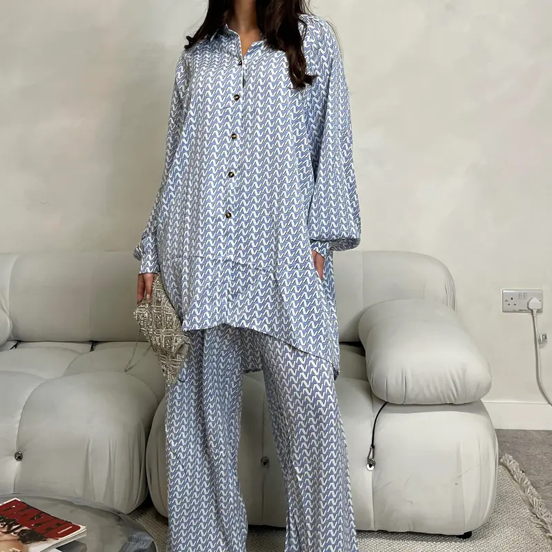 Modest Women's Sky Blue Shirt and Trouser Set, Free Delivery Available 1