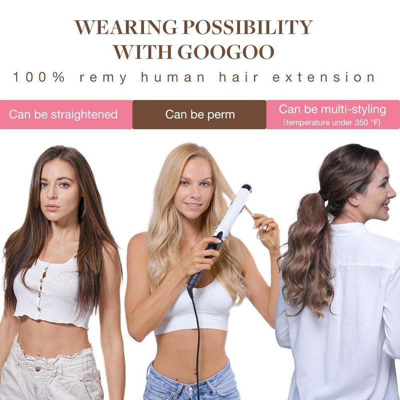 GOOGOO Hair Extensions Tape in Human Hair Natural Straight 8