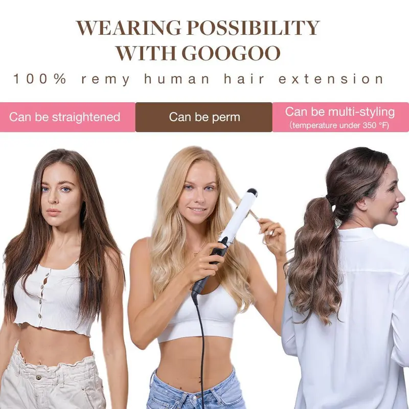GOOGOO Hair Extensions Tape in Human Hair Natural Straight 8
