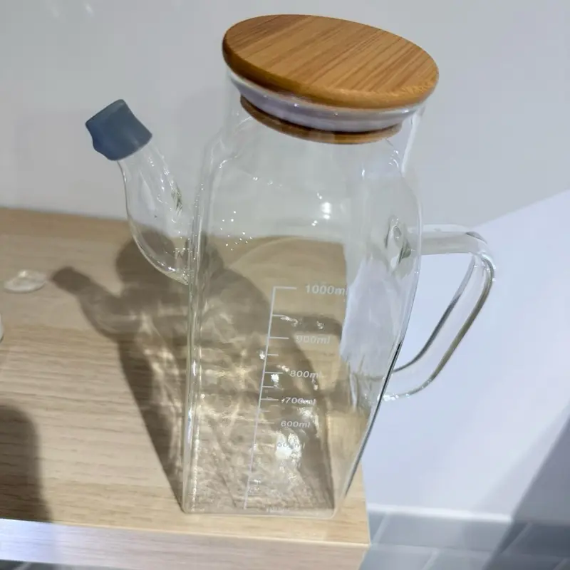 Straight Oil Usage 1000 ml bottle with bamboo lid Utensils Kitchen Measuring Kitchen Kitchen Measuring Kitchen Multicolor 4