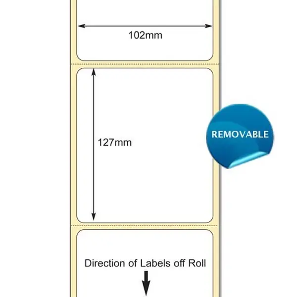 White 102 x 127mm DT Paper Label Removable adhesive 0