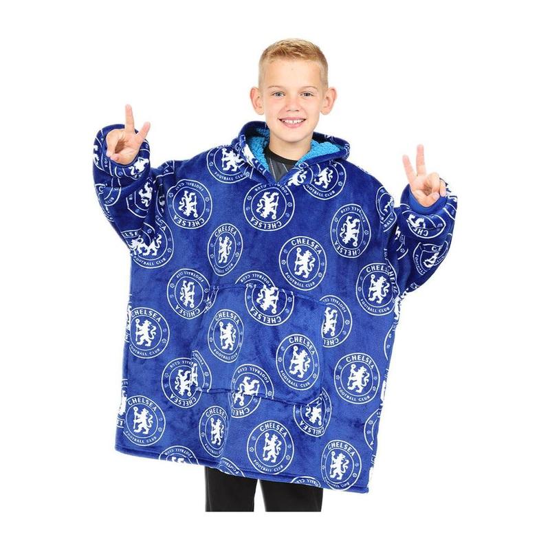 Boys Chelsea Football Club Fully Lined Luxury Fleece Oversized Hoodie Blue W23 0