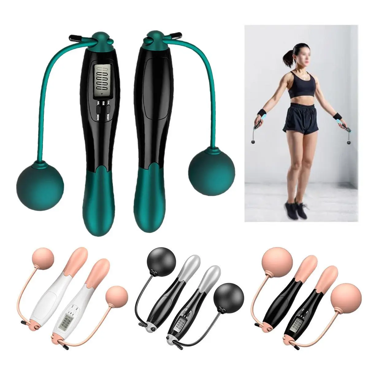 Cordless Skipping Rope, Digital Wireless Jump Rope Adjustable Weights/Length Jumping Rope with Calorie Counter, Weighted Jump Rope for Fitness, Crossfit, Exercise, Boxing, MMA, Gym
