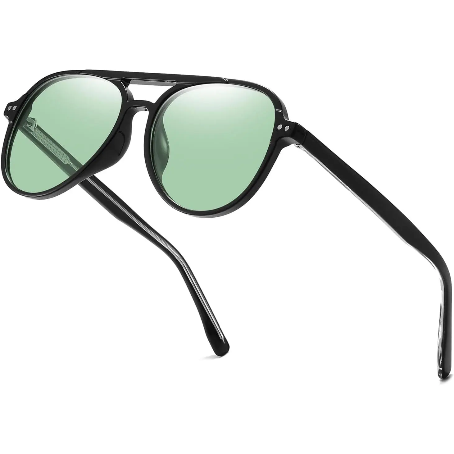 Polarized Sunglasses for Men, Trendy Teardrop Double Bridge Frame, UV400 Protection, Ideal for driving & Daily Use