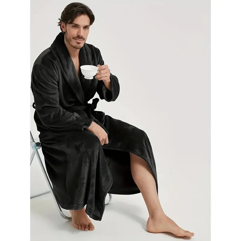 Couples new bathrobe dressing gown European style Men's and Women's homewear flannel nightgown 3