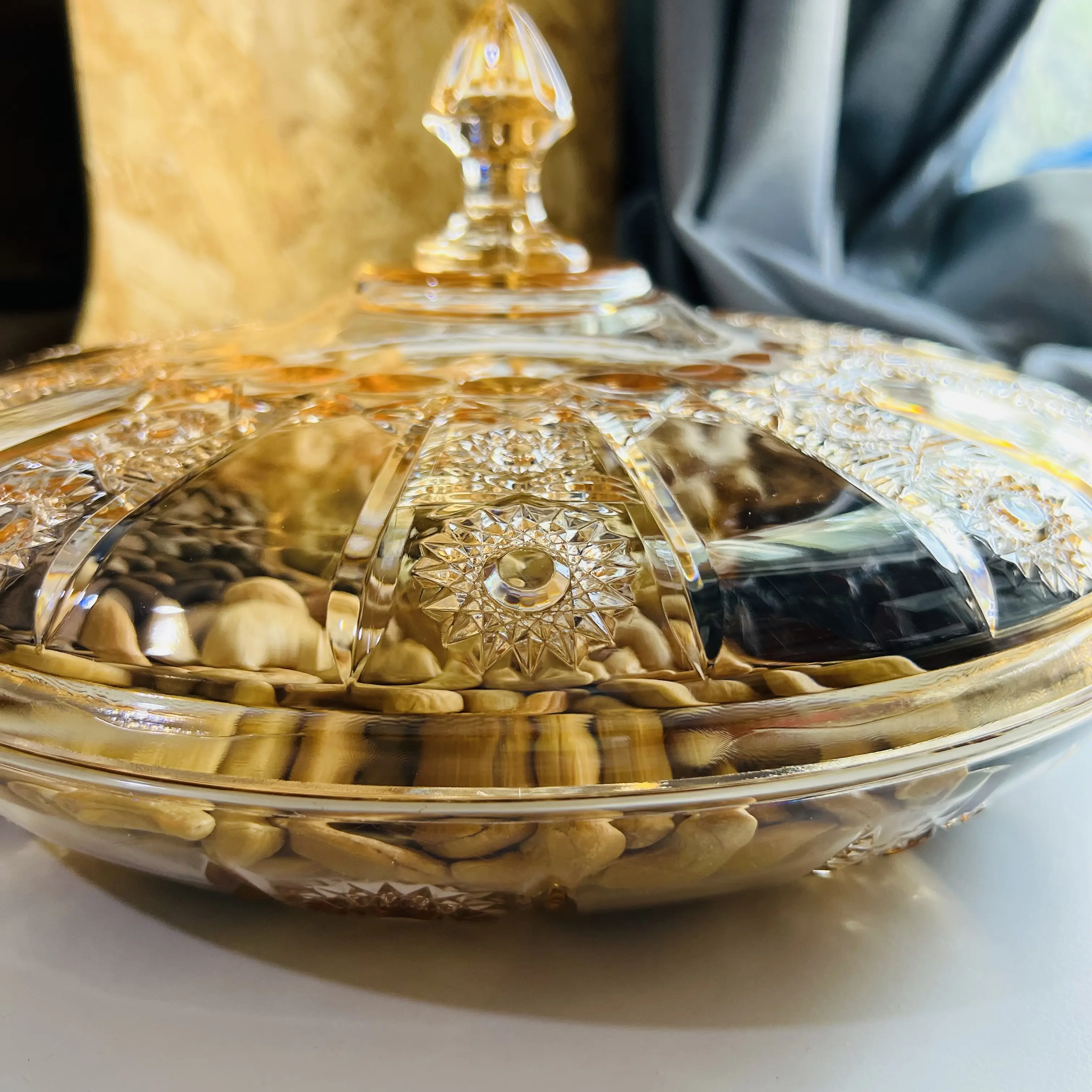 SENZALLA Dry Fruit Box With Lid Highly Transparent Multisegment Tray Use for Dry Fruits, Nuts and Candies Large Size Geometric Shape Clear