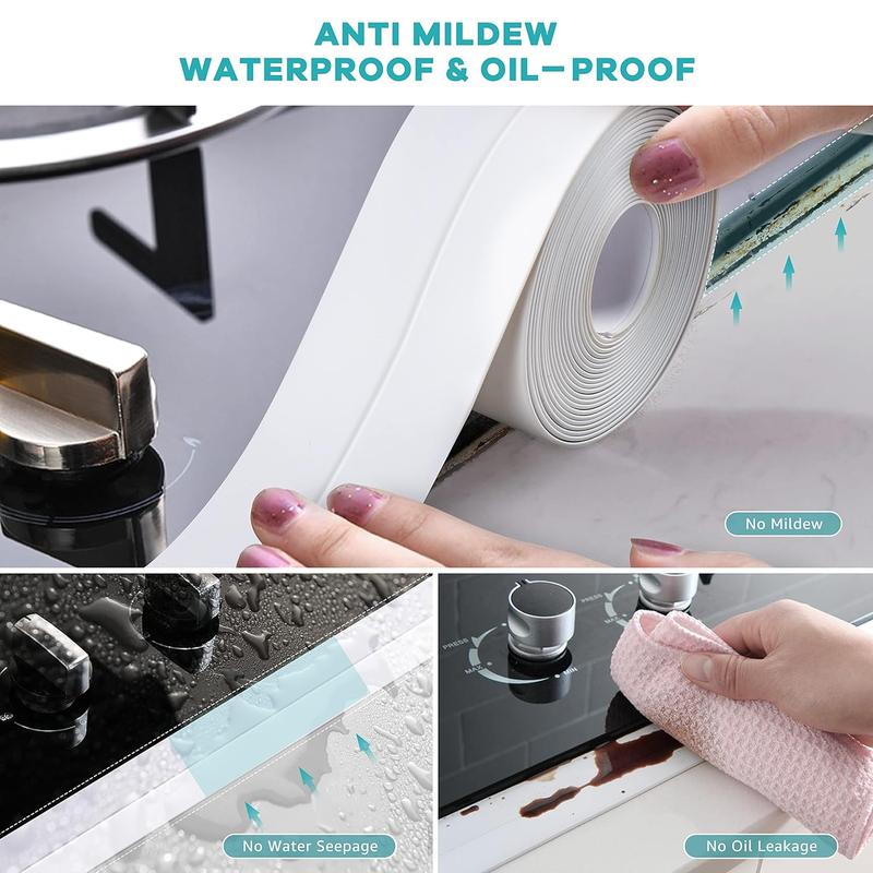 Bath Sealant Strip, Anti Mould Sealant Tape, Waterproof Sealing Tape, Caulk Strip, Flexible Self-Adhesive Tape for Decorating Kitchen, Bathroom, Bathtub, Toilet 2