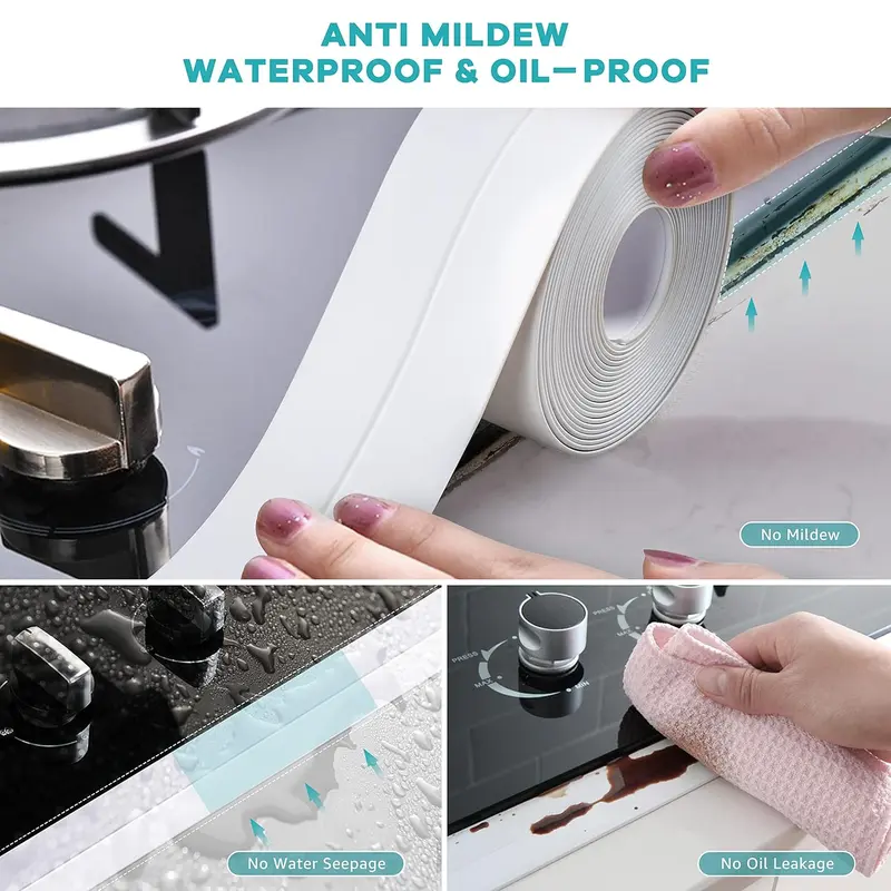 Bath Sealant Strip, Anti Mould Sealant Tape, Waterproof Sealing Tape, Caulk Strip, Flexible Self-Adhesive Tape for Decorating Kitchen, Bathroom, Bathtub, Toilet 2