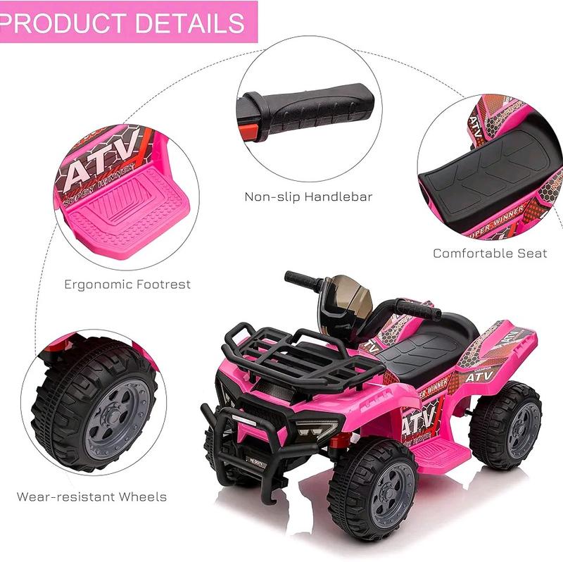 HOMCOM Kids Electric Ride on Car with Music, 6V Battery, for 18-36 Months, Pink or Red 1