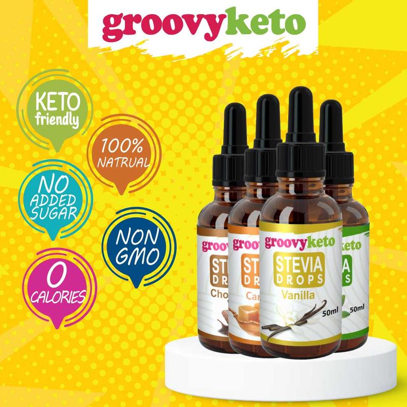 Groovy Keto Stevia Drops Sweetener 50ml Baking Sweets Liquid Various Flavours, No Sugar, Vanilla, Salted Caramel, Chocolate & Pure 3