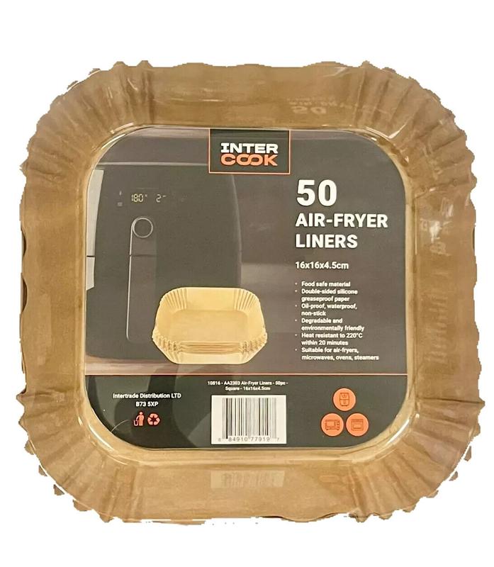 50 Air Fryer Liners Air-Fryer Double Sided Silicone Greaseproof Paper Non Stick Shape: Square 20x20cm 2