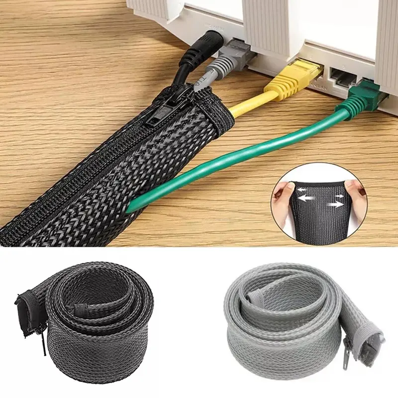 Cable PC TV Wire Organising Wrap Weave Office Home Cable Binding Leads 0