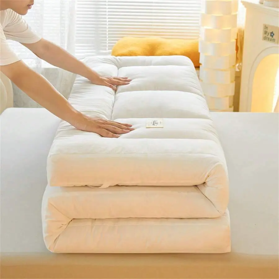 10CM Thick Mattress Topper 4" Inch Deep WHITE Quilted Super Fluffy & Breathable Soft & Fluffy Heavy Fill Box Stitched Brushed Microfiber Matress Topper Elasticated Corner Straps