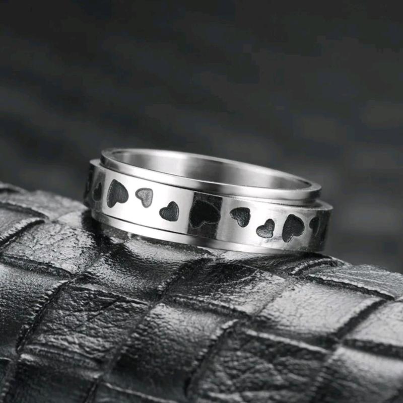 Love Heart Anxiety Fidget Ring Man Woman Birthday Anniversary Engagement 6