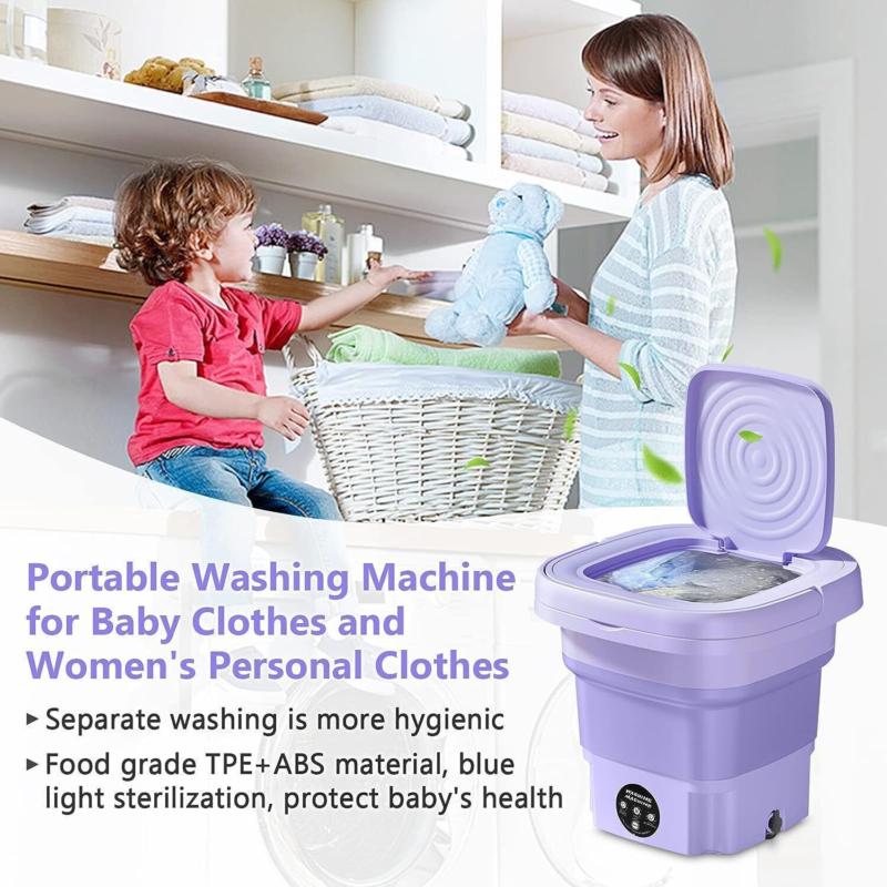 8L Portable Washing Machine Mini Washer Foldable Washer and Spin Dryer Travel UK 5