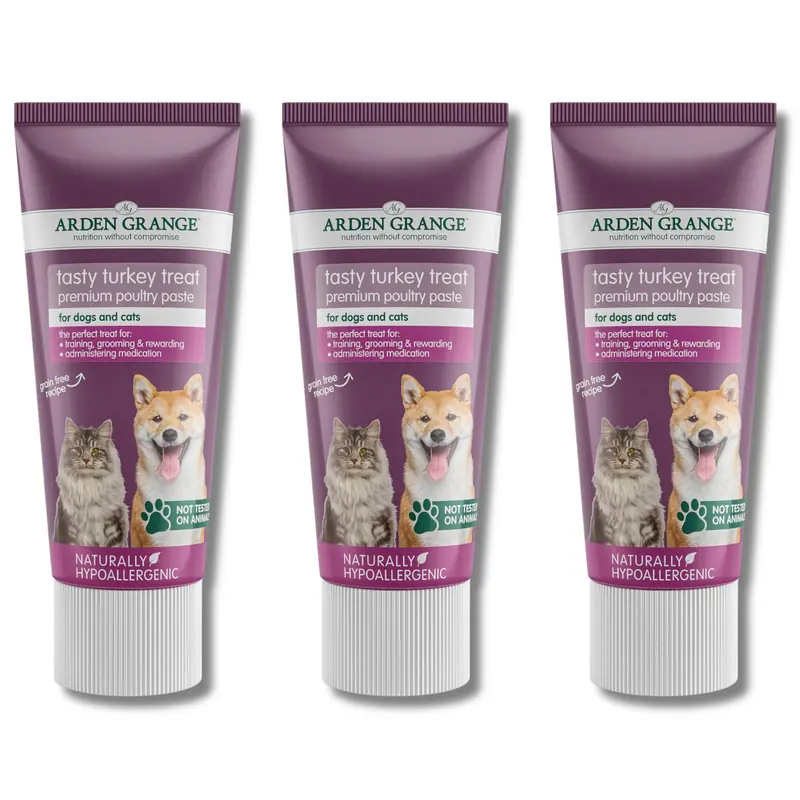 3 x ARDEN GRANGE TASTY TURKEY PASTE CAT & DOG FOOD TREAT TRAINING 75G PACK OF 3 0