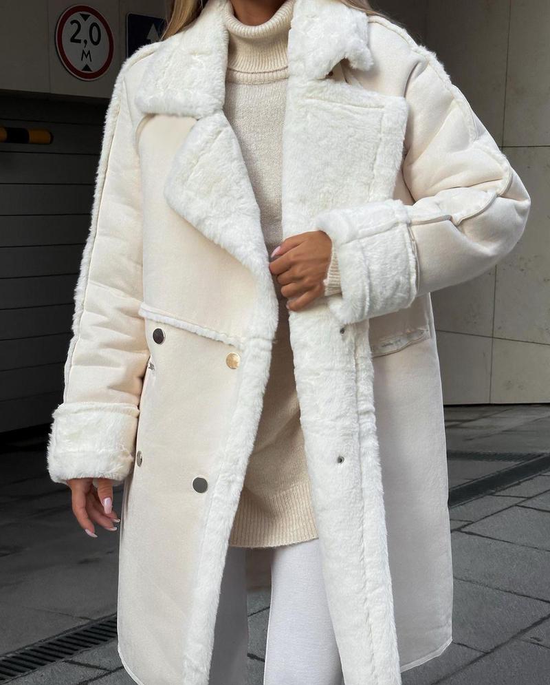 Product Introduction of 2024 new fur coat suit collar long sleeve cardigan plush coat 3