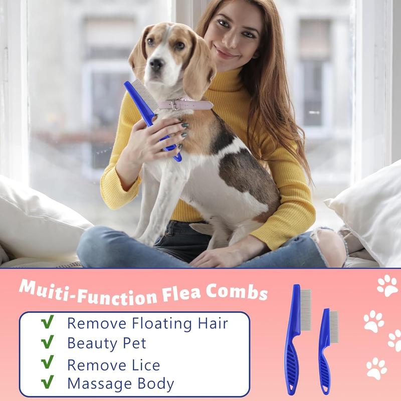 Product Introduction of 2 Pieces Nit Comb, Flea Comb for Cats Dandruff Comb Removal Lice Grooming Combs Fine Teeth Comb Blue Cat Comb Set for Removing Float Hair Tear Stain, Blue 6