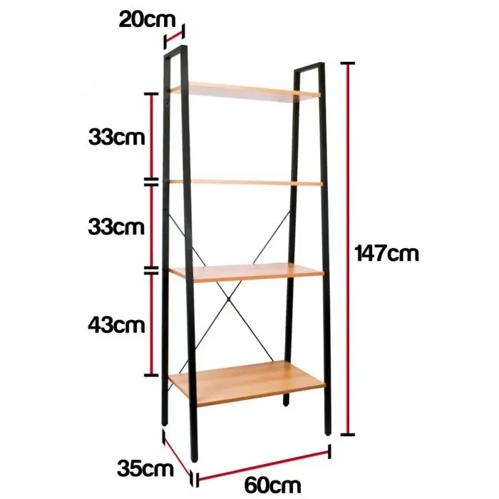 4 Tier Ladder Shelves Display Cabinet Bookshelf Unit for Home Living Room Furniture 1