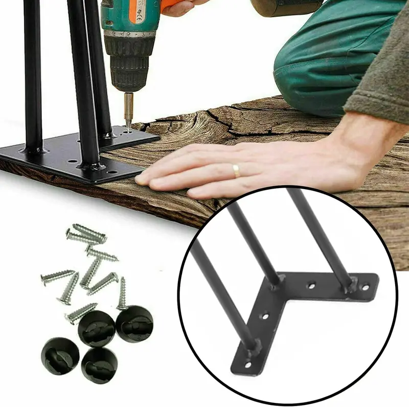 4pcs Hairpin Table Legs 34cm & 84cm Sturdy DIY Carbon Steel Table Legs with Free Screw 6