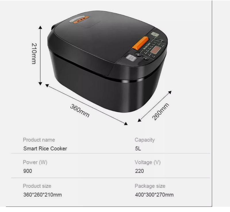 Intelligent 5L Rice Cooker Appointment Timing Heating High-fire Fast Cooking UK electric blender smoothie kitchen machinery small portable processor kettle 6