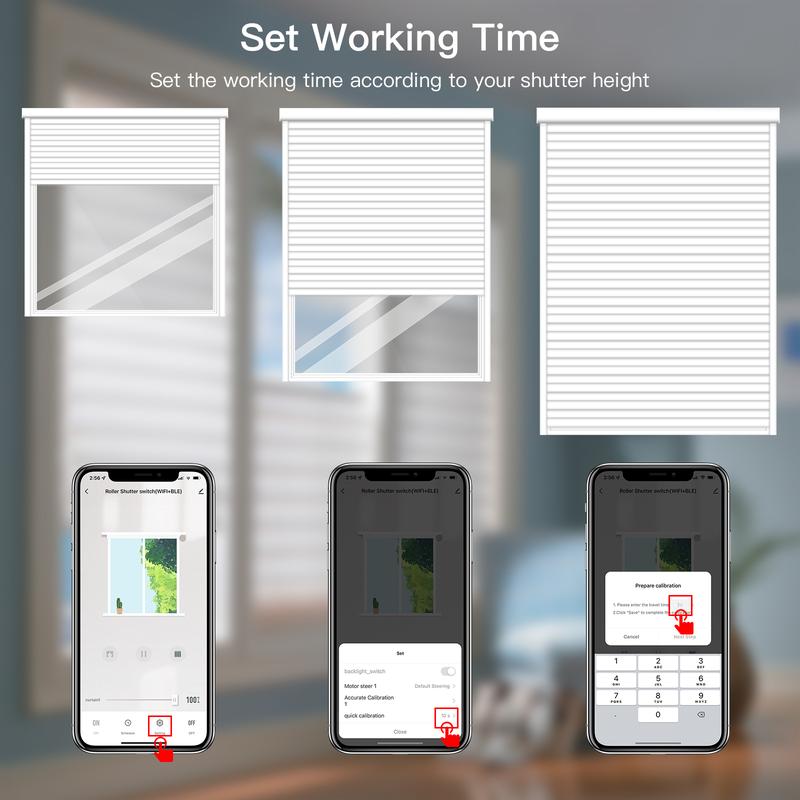 BSEED Wifi Shutter Switches APP Control Led Smart Blind Series White Glass Panel Support Tuya Google Smart Life Roller Shutter 4