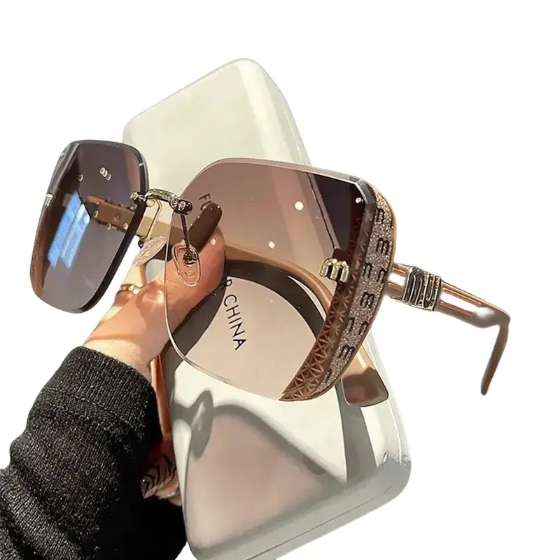 New Fashion Cool Sunglasses, Women Luxury Vintage Rimless UV400