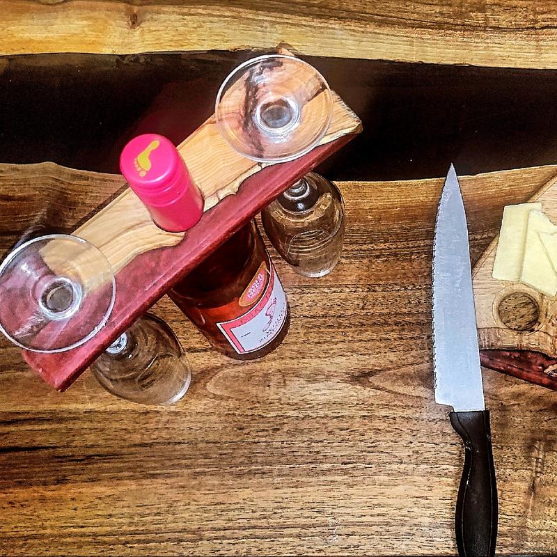 Handmade Oak Wine Cadys with Red Wine Coloured Resin - Kitchen Utensils 3