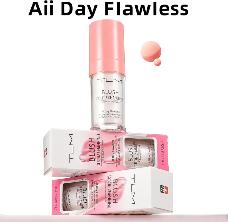 2Pcs TLM Blush Colour Changing, All Day Flawless Color Changing Blush,TLM Temperature Changing Liquid Blush for Mature Skin,Long Lasting Waterproof Blush for Face Makeup 7