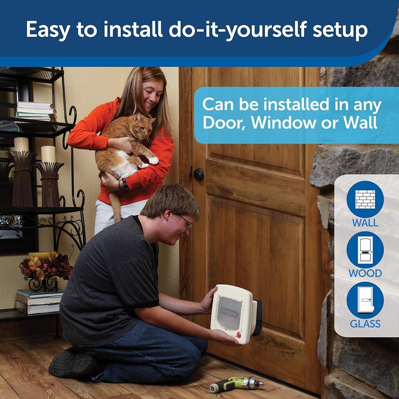 PetSafe, Deluxe Magnetic Cat Flap, Selective Entry, 4 Way Locking, White 2