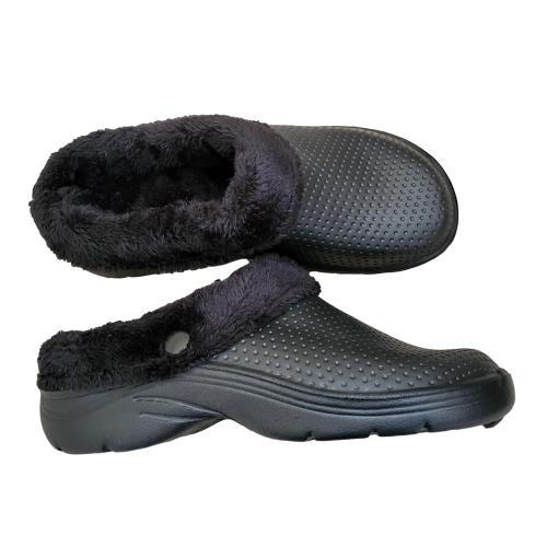 Clogs furry fluffy lined Adults Slip On Shoes for Home Garden Work Nurse Hospital care home Fur Lined Comfortable Mens Women's furry warm feet thick soles black with removable black fur insoles perfect for gardening light weight backdoor cloggis Footwear 4