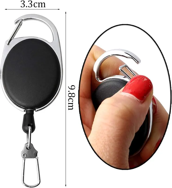 Badge Reel,  5 Pcs Reel Clips Retractable Badge Holder with Key Belt Reel for Key Ring ID Card Badge Holder 2