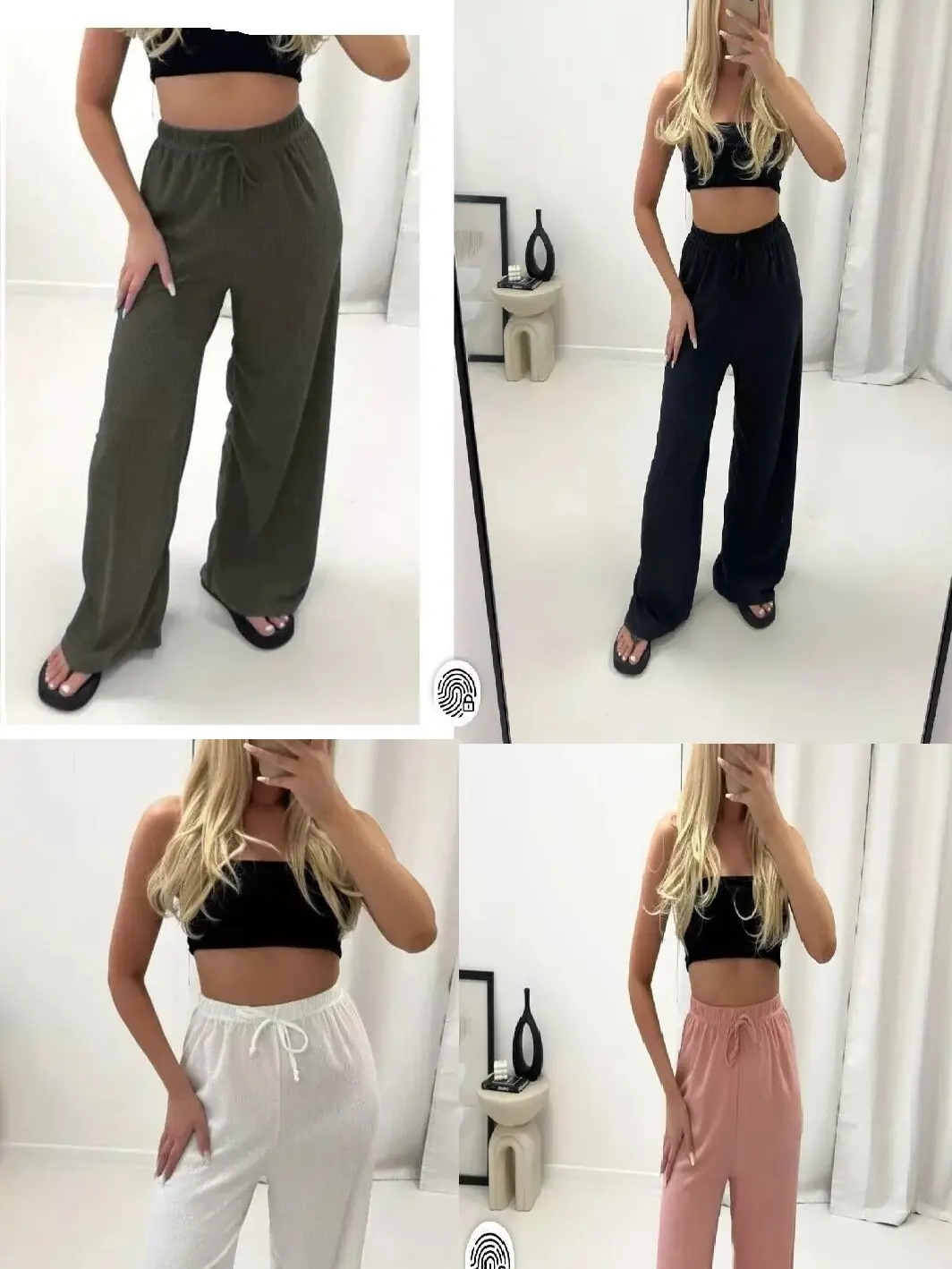 This That Fashion Women's Ladies Wide Leg Drawstring Palazzo Bottom Trouser Pant For Women Wide Leg Womenswear