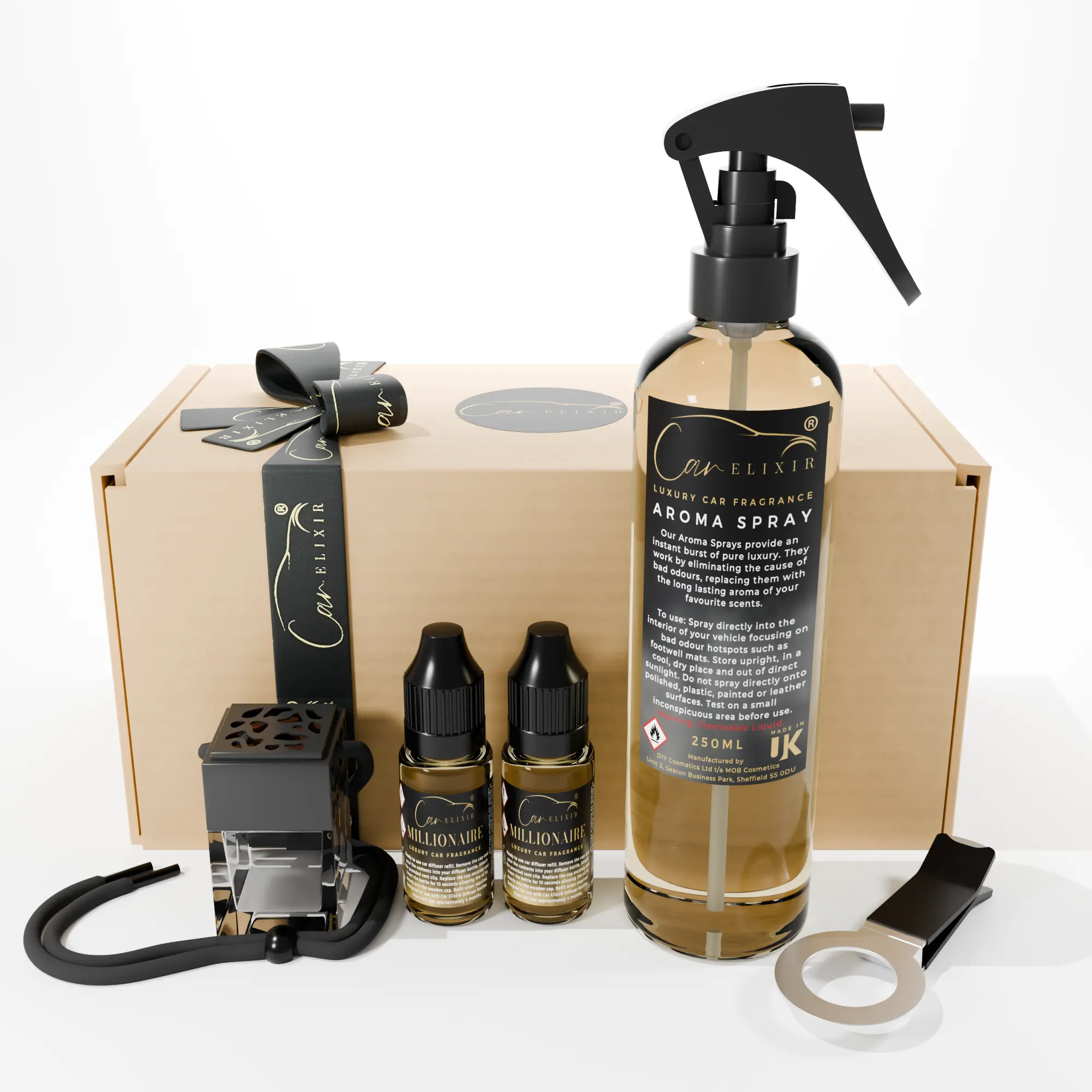 Car Elixir Luxury Multi Millionaire Air Freshener Car Diffuser 5 Piece Gift Set for Men Gift Set | Strong Scented Long Lasting Car Diffuser Accessories Perfume Scent Fragrance car air freshener car accessories for men Aroma Car Perfume car fragrance