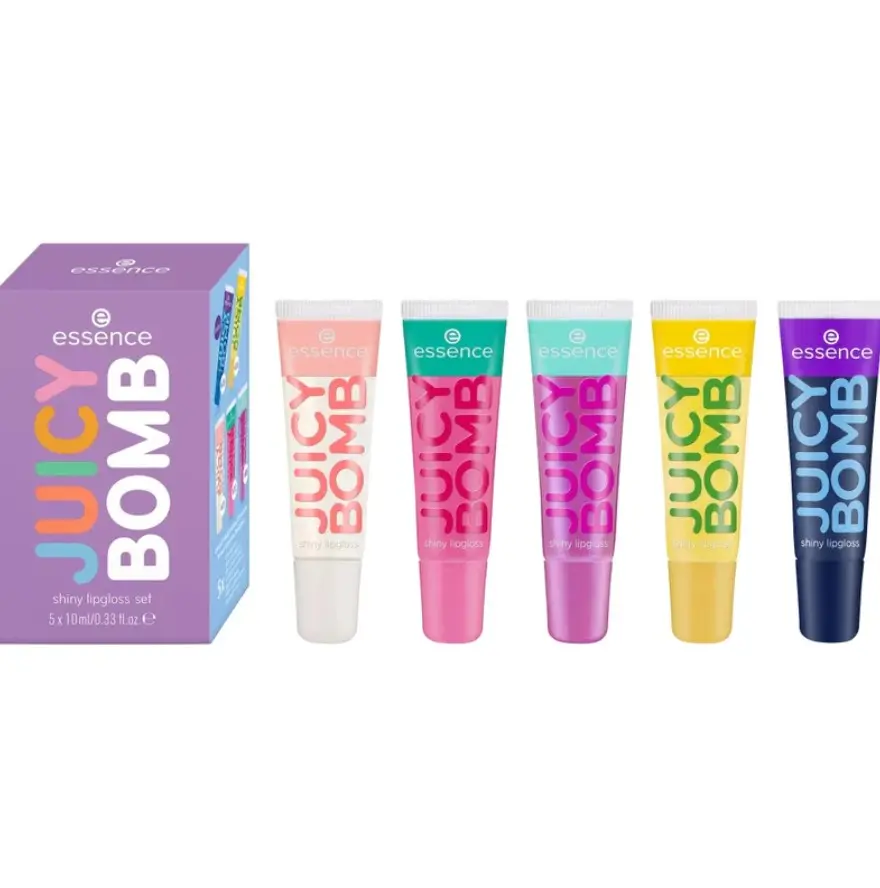 Essence Juicy Bomb Shiny Sweet Glossy Lip Gloss Set 5 x 2.4ml Gift Lipstick Makeup Watermelon Blueberry Oil Cosmetic Scent Scented