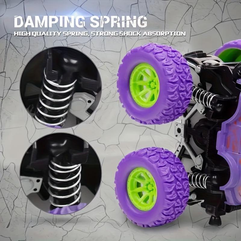Product Introduction of Monster Truck Playset - Set of 4 Inertia-Driven Vehicles, 360° Stunt Rotation Off-Road Toys, Durable Impact-Resistant, Dual-Direction Friction Powered Trucks for Kids, Perfect for Birthday and Halloween Gifts - Suitable for Ages 3-6 Years 5